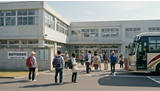 学校に集合!みんなが揃ったら出発!